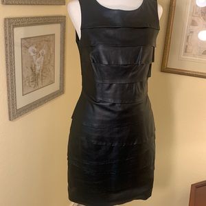 Gianni Bini Layered Leather Look Dress